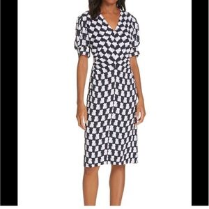 Lewit Navy Blue and White Dress